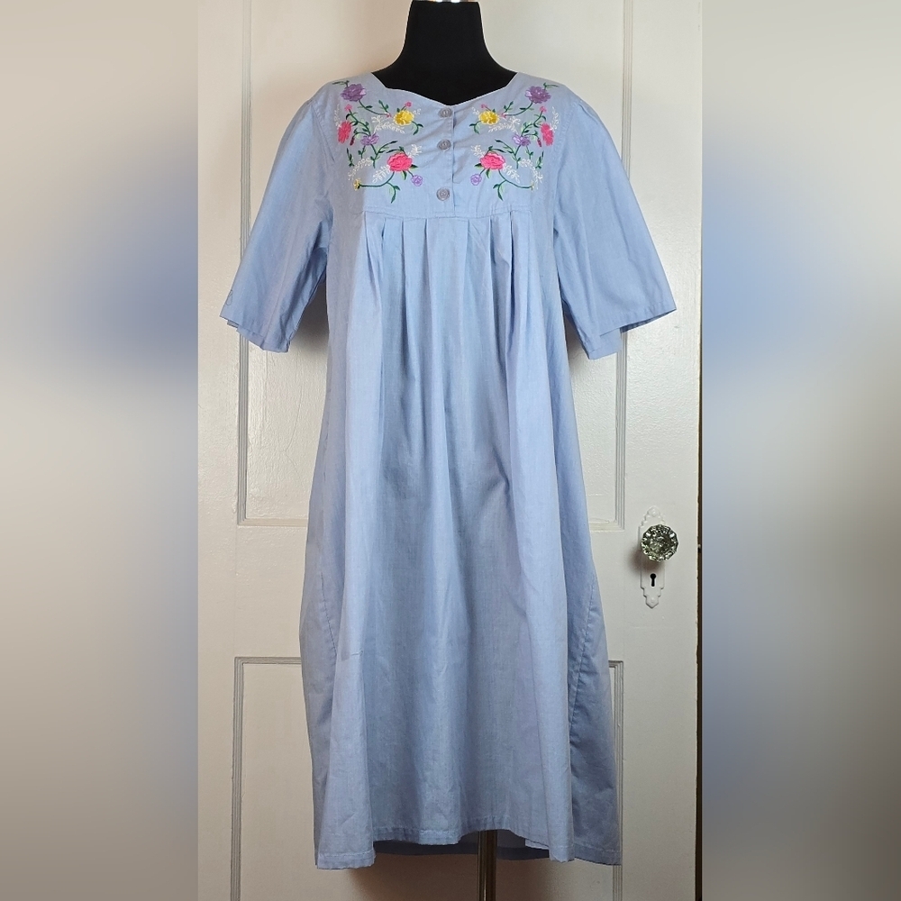 Light Blue Embroidered Women's Dress